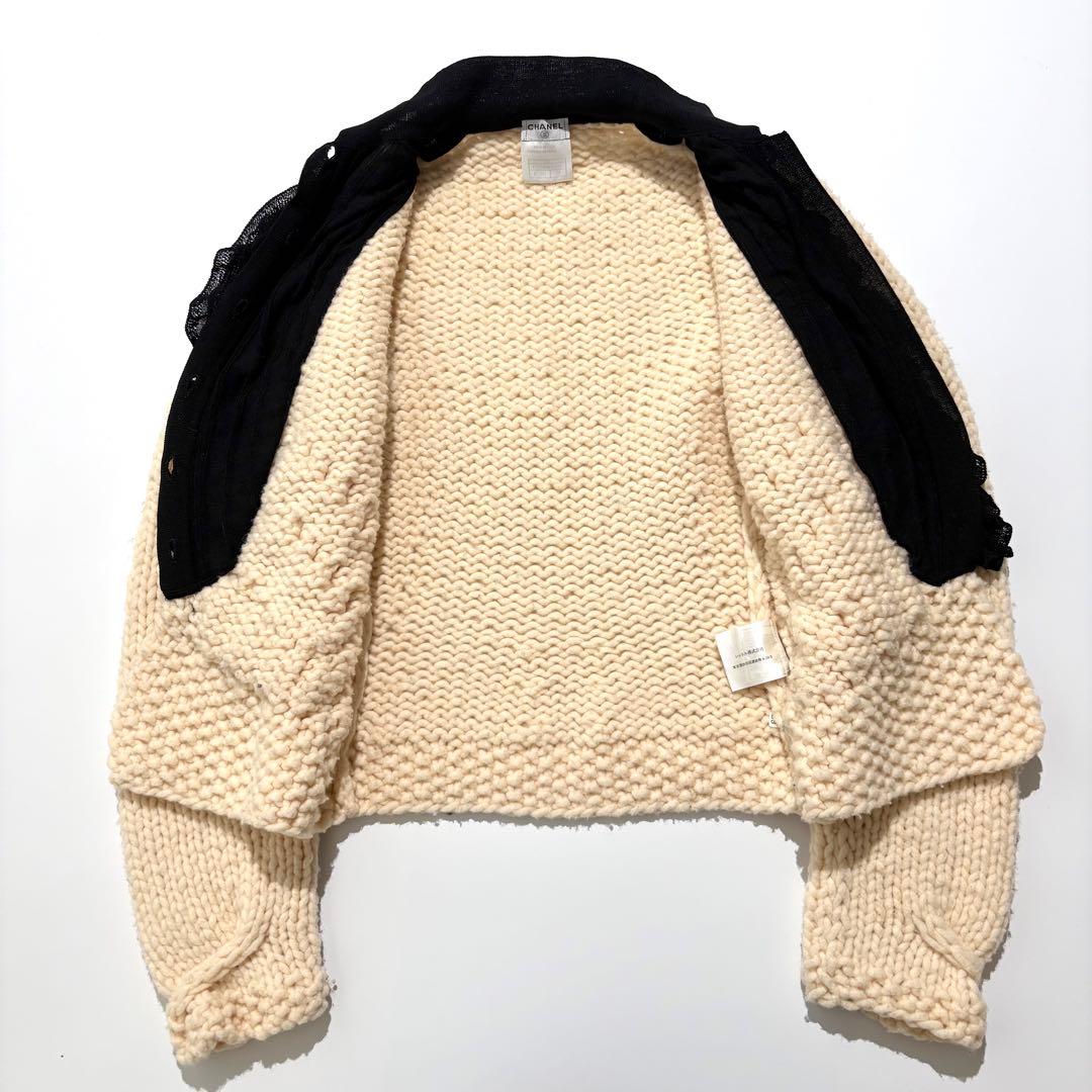 CHANEL カーディガン ニット ドッキング フリル ココマーク 03A 38