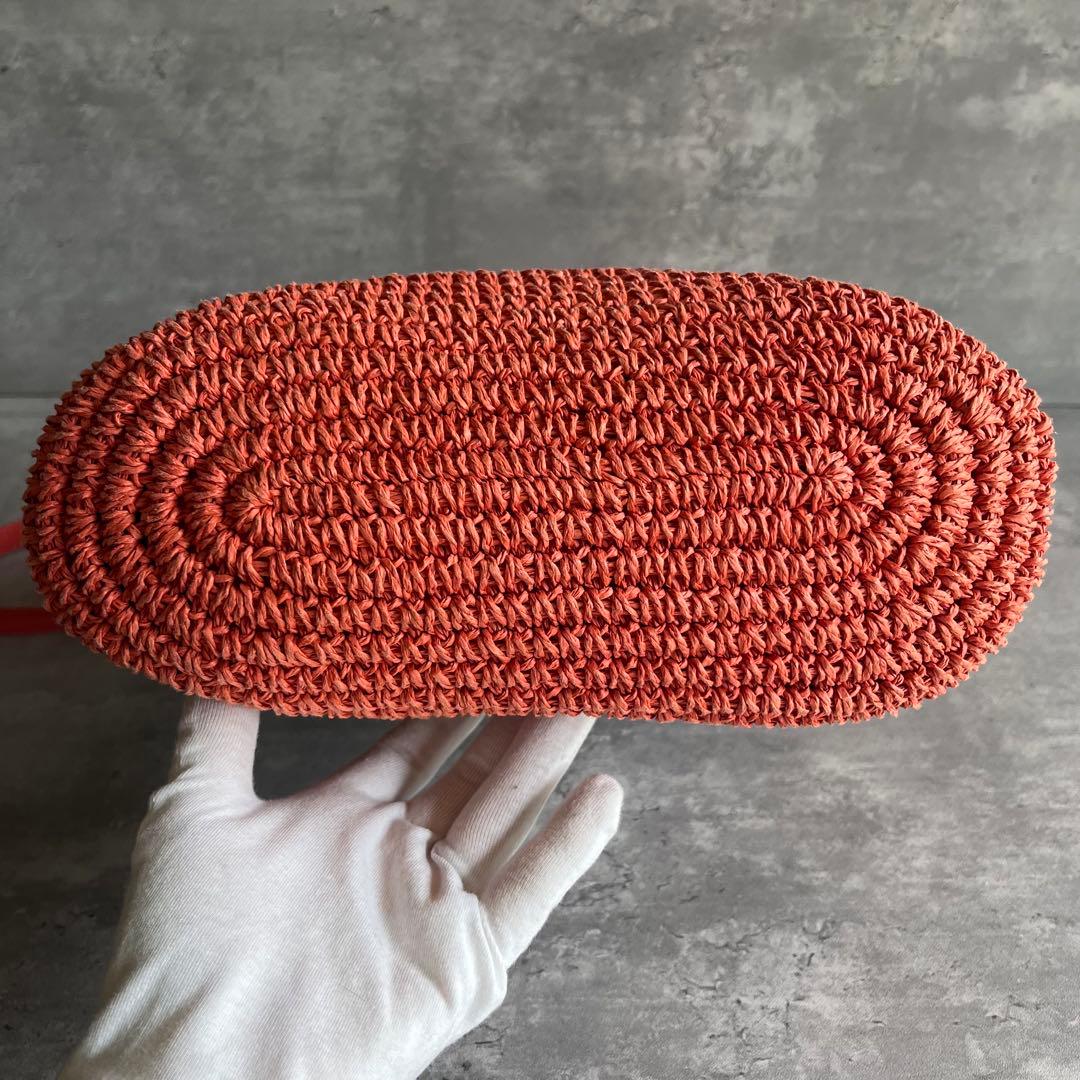 バーバリー カバン 2WAY トートバッグ ラフィア ベージュ オレンジ