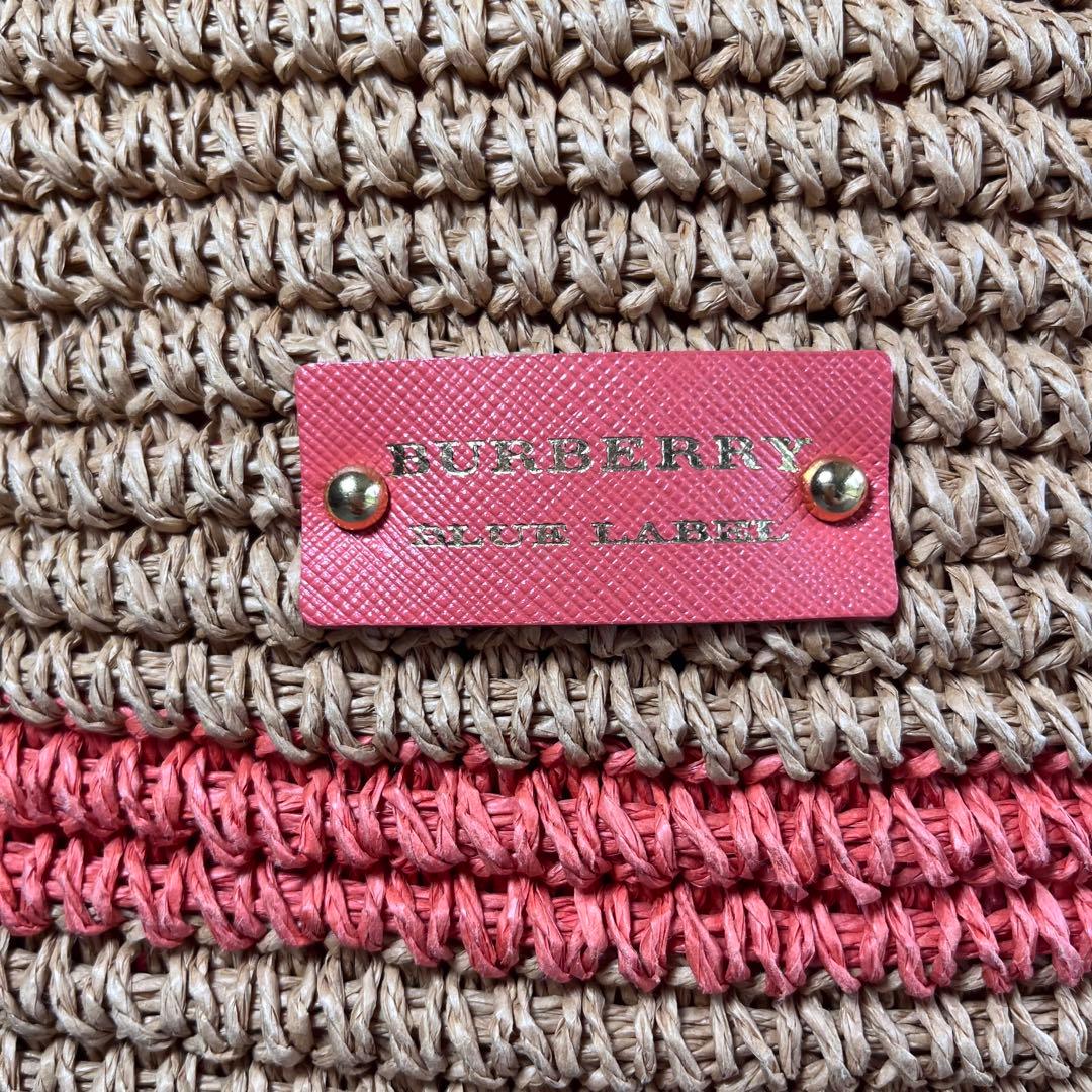 バーバリー カバン 2WAY トートバッグ ラフィア ベージュ オレンジ