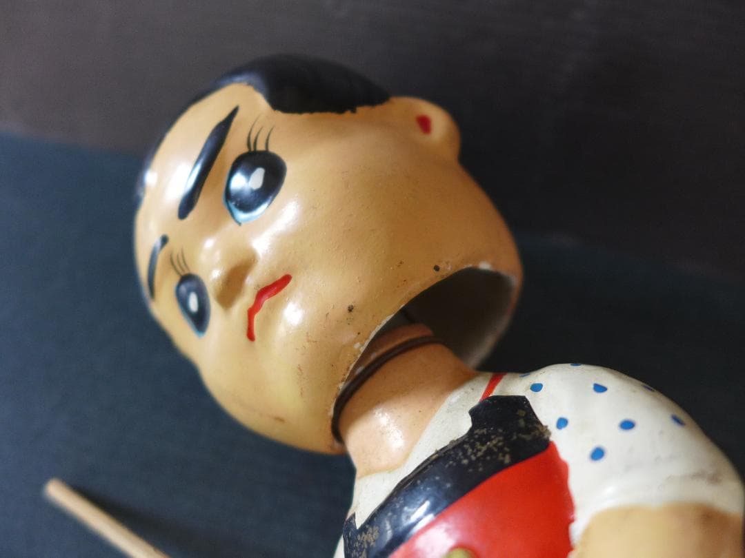 時代物【良品】昭和30年代　赤胴鈴之助　首振り人形陶器彩色 少年画報 昭和レトロ