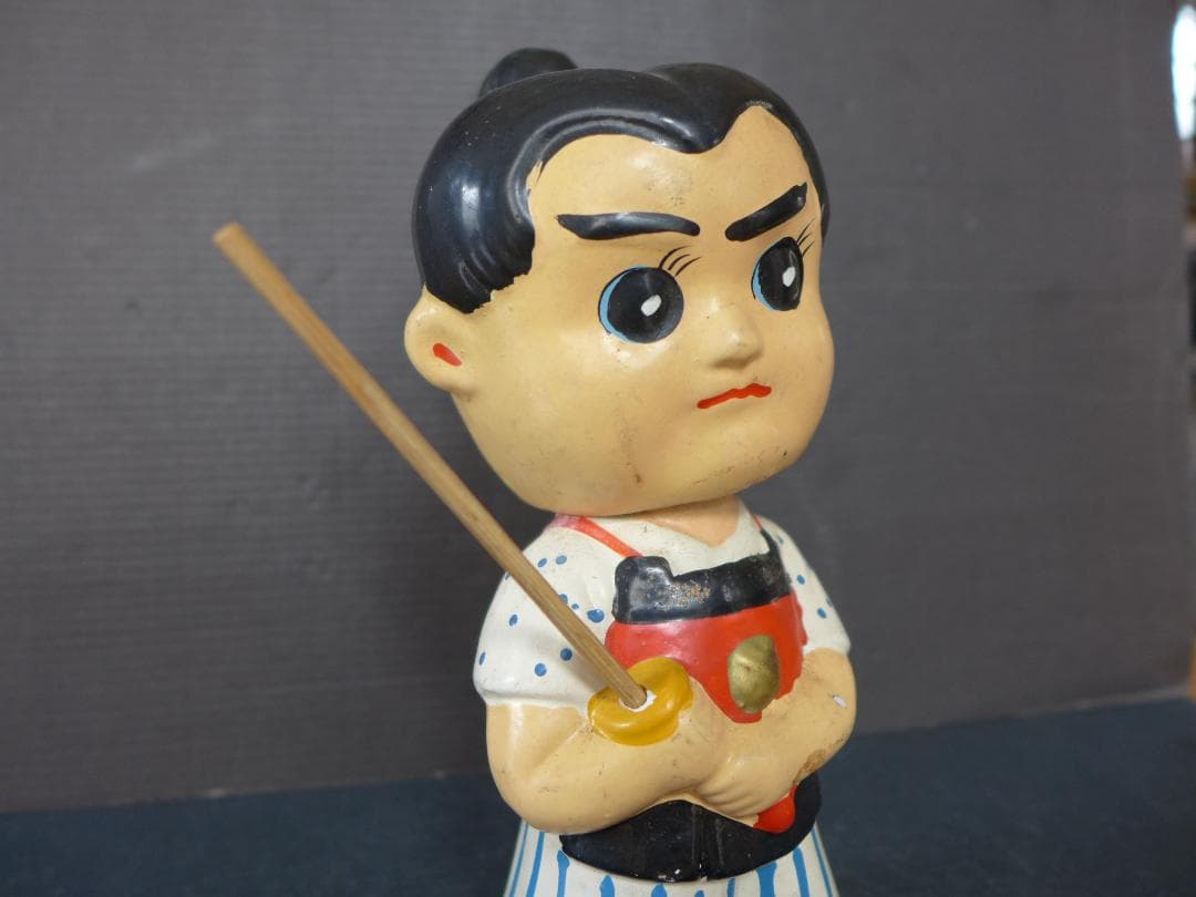 時代物【良品】昭和30年代　赤胴鈴之助　首振り人形陶器彩色 少年画報 昭和レトロ