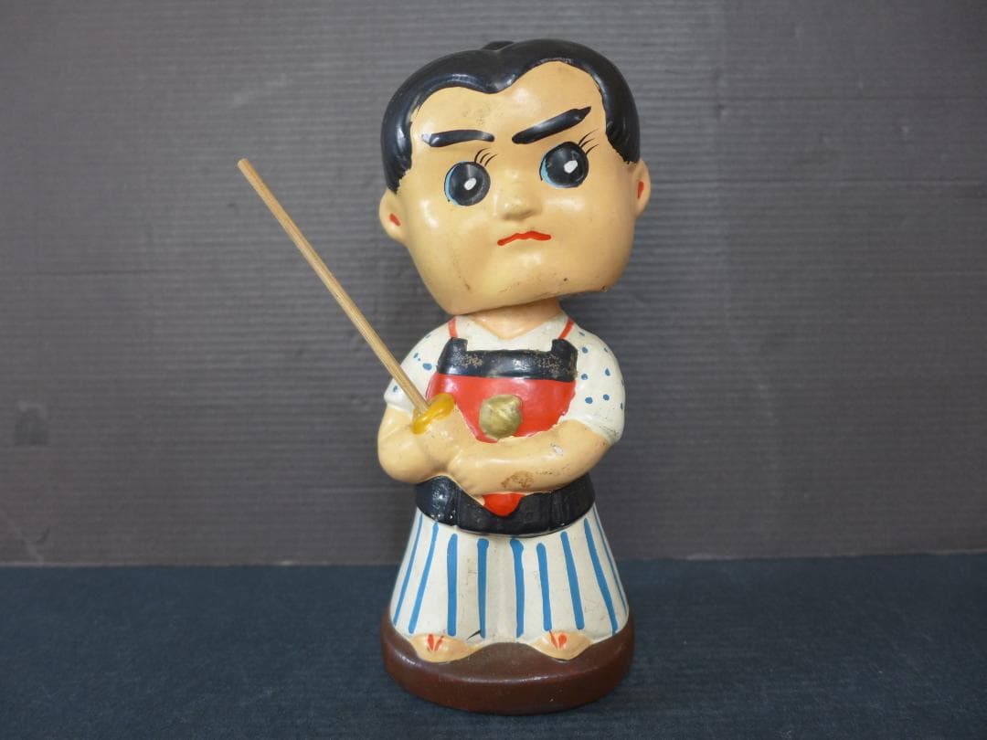 時代物【良品】昭和30年代　赤胴鈴之助　首振り人形陶器彩色 少年画報 昭和レトロ