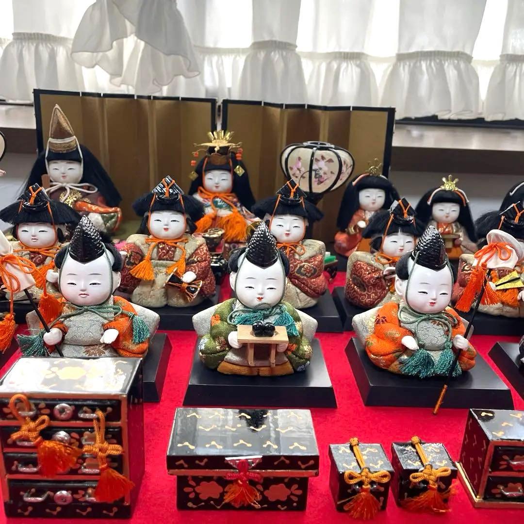 雛人形 お雛様 15人揃　木目込み人形 レトロ　お人形のみ