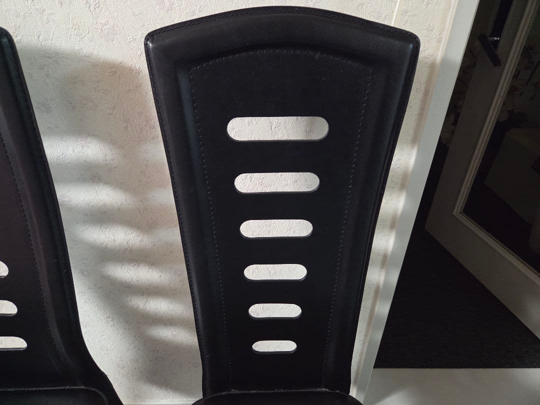 高級 廃盤 IDC 大塚家具 ハイバック ダイニングチェア 本革 食卓椅子 2脚