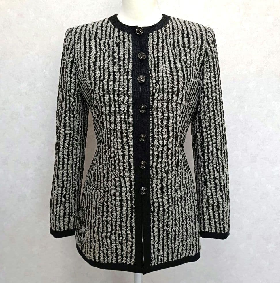 美品 クリスチャンディオール ノーカラーツイード調ジャケット ヴィンテージ 9号
