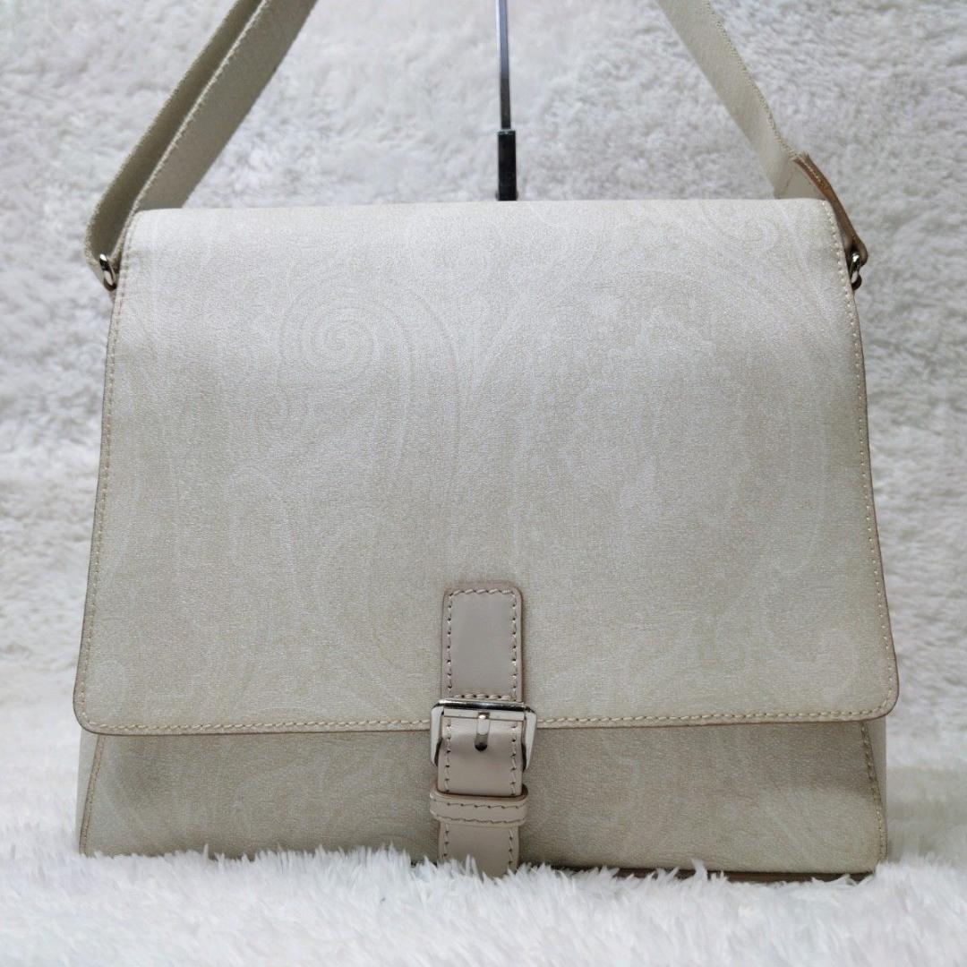 【希少デザイン】 ETRO エトロ ショルダーバッグ アイボリー ペイズリー柄