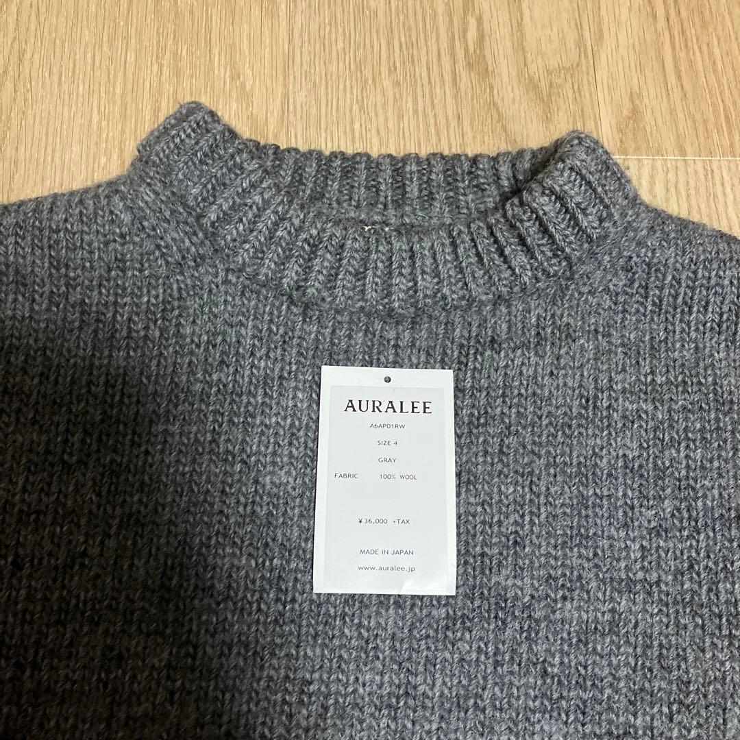AURALEE グレー ニットセーター SUPER MILLED KNIT 4