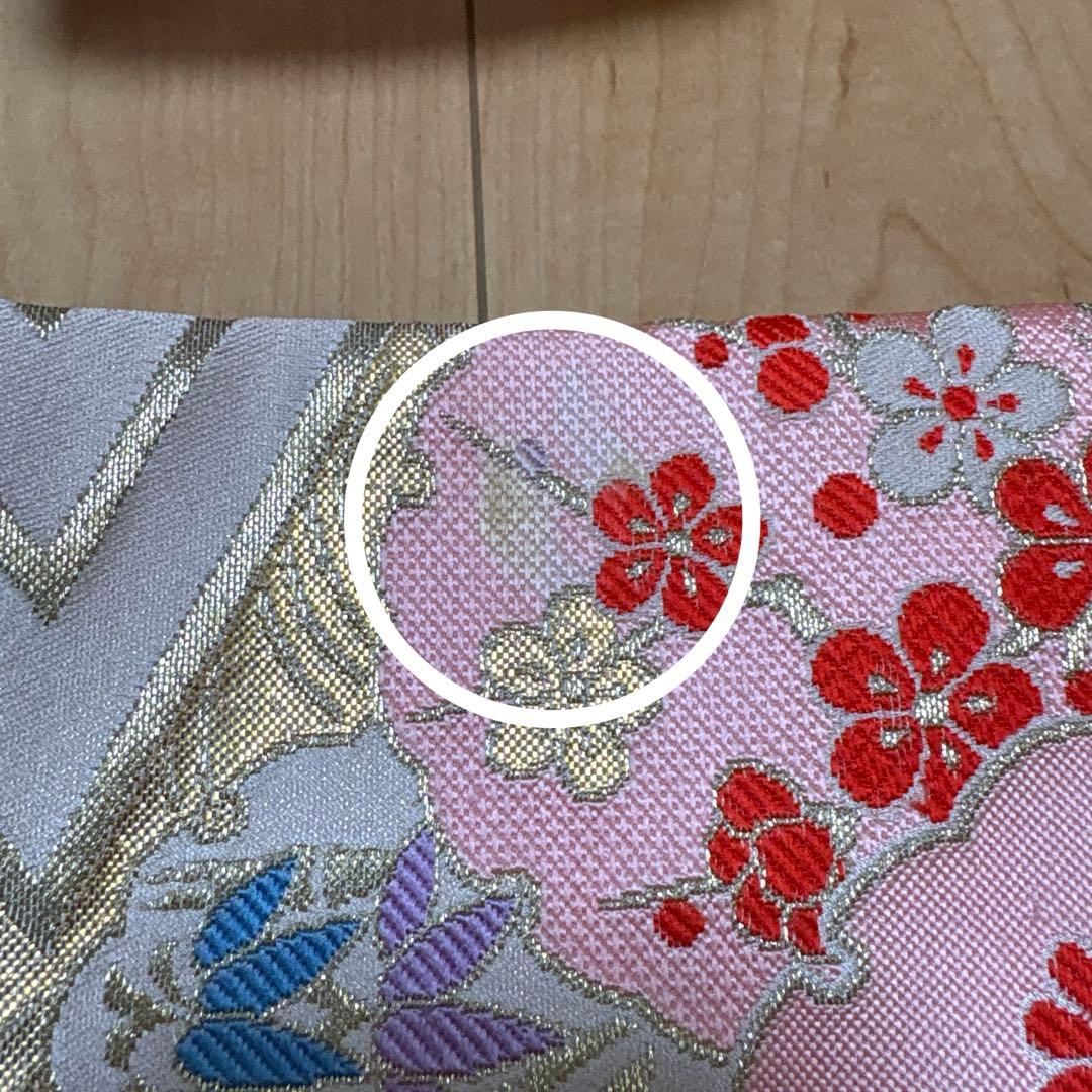 122 正絹着物　赤×蝶々×花車　七五三着物セット　3歳　日本製　結び帯