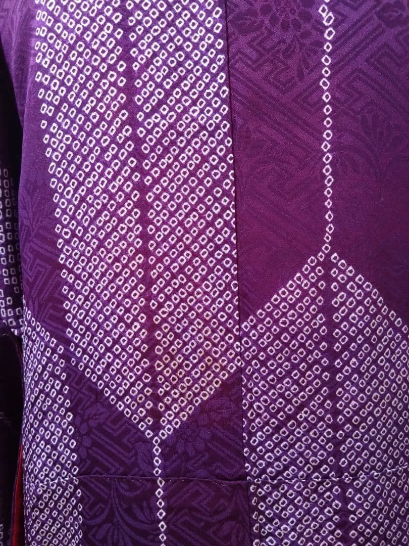 アンティーク　矢絣　紫　正絹　袷　着物　大正ロマン