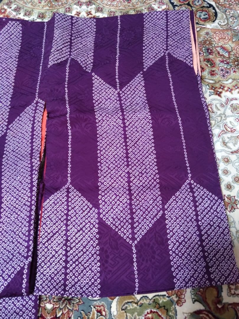 アンティーク　矢絣　紫　正絹　袷　着物　大正ロマン