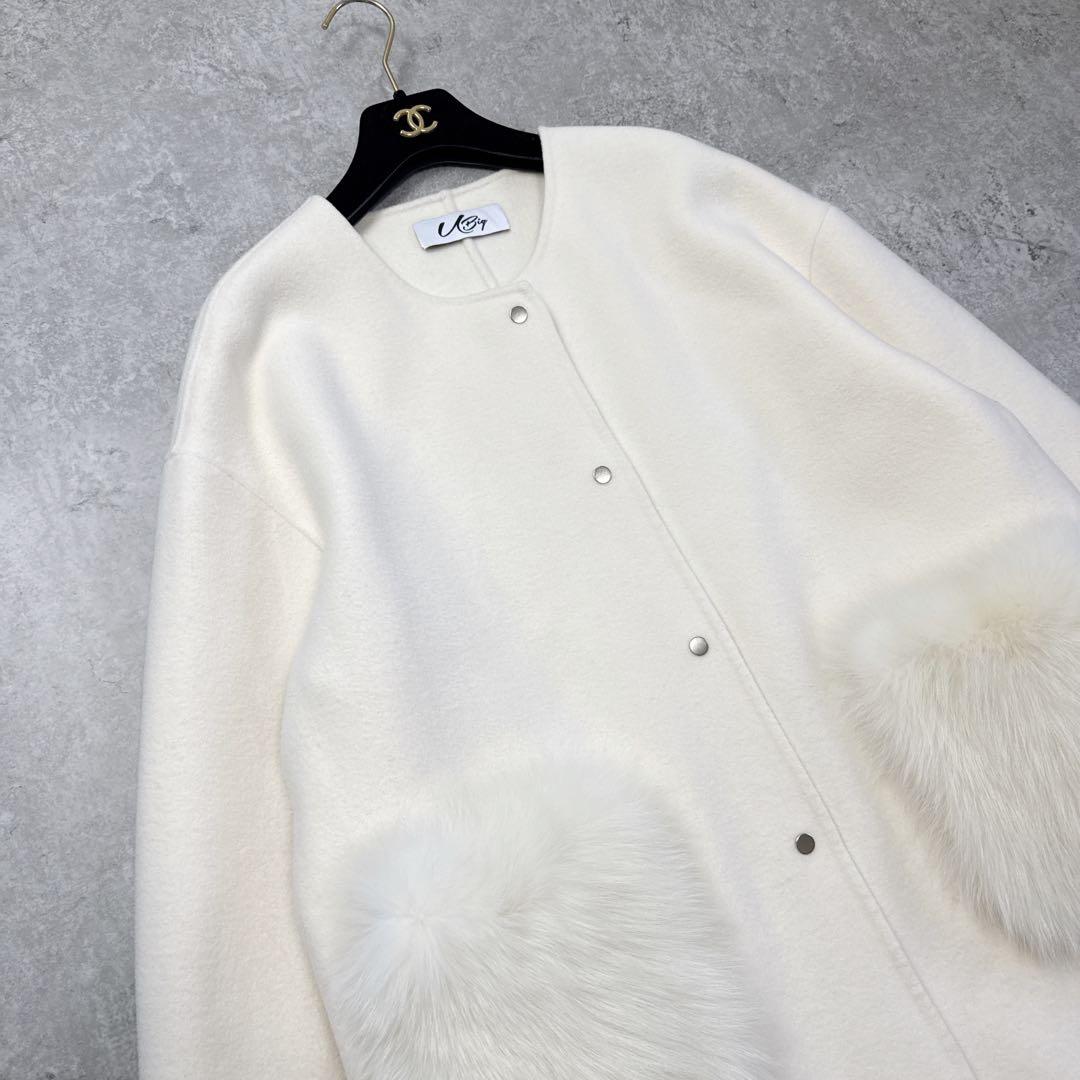 u-big 石井毛皮 ウールダブルフェイス FOXポケットファーコート S