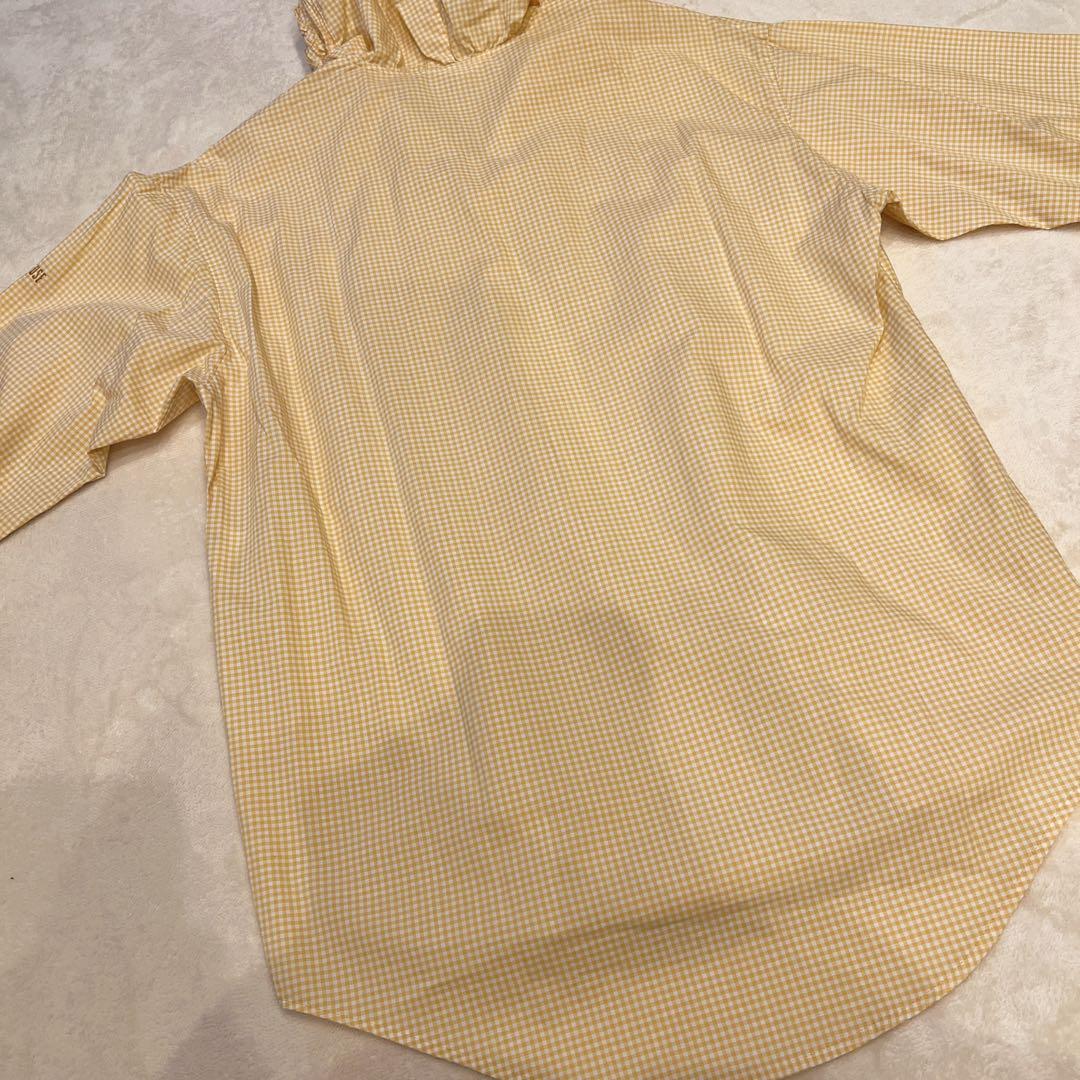 【美品】ピンクハウス　ギンガムチェック　フリル&ロゴ刺繍ブラウス　フード付き