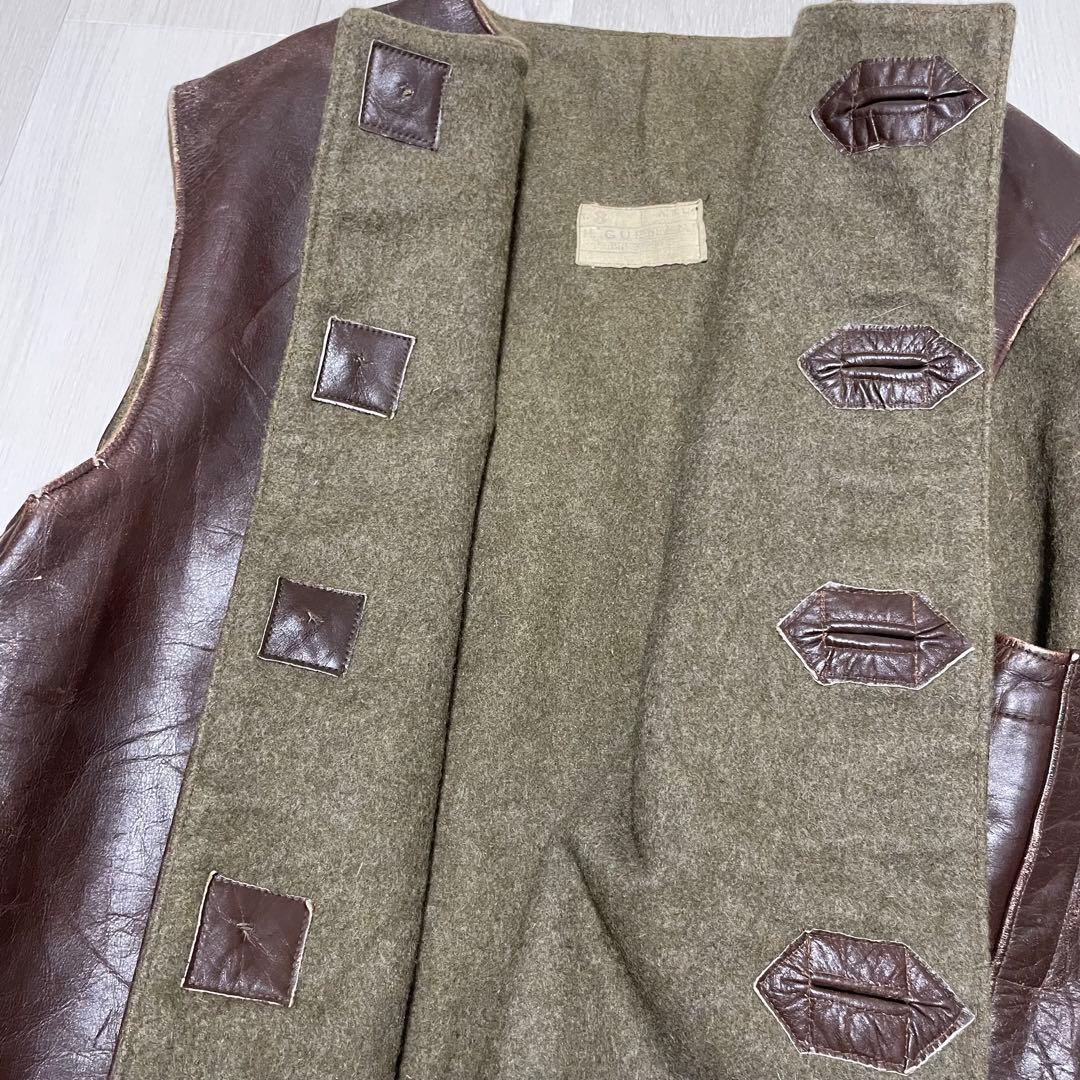 ベルギー軍 レザー ジャーキンベスト ブラウン
