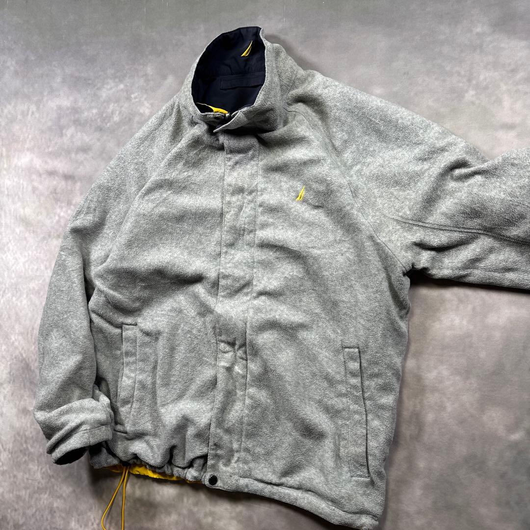 90s古着NAUTICAリバーシブルウォームアップ短丈ドローコード裾T70