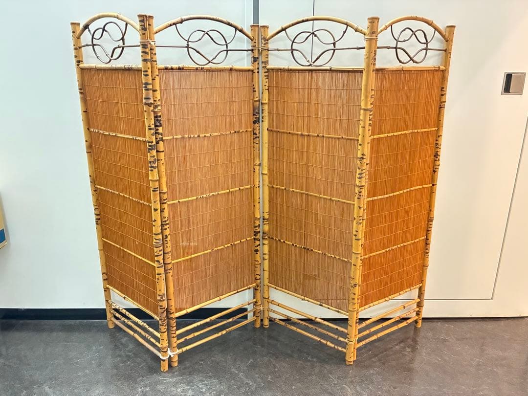 ついたて　衝立　4面　竹製　痛み無し　中古　和風　日本製　パーテーション　室内用