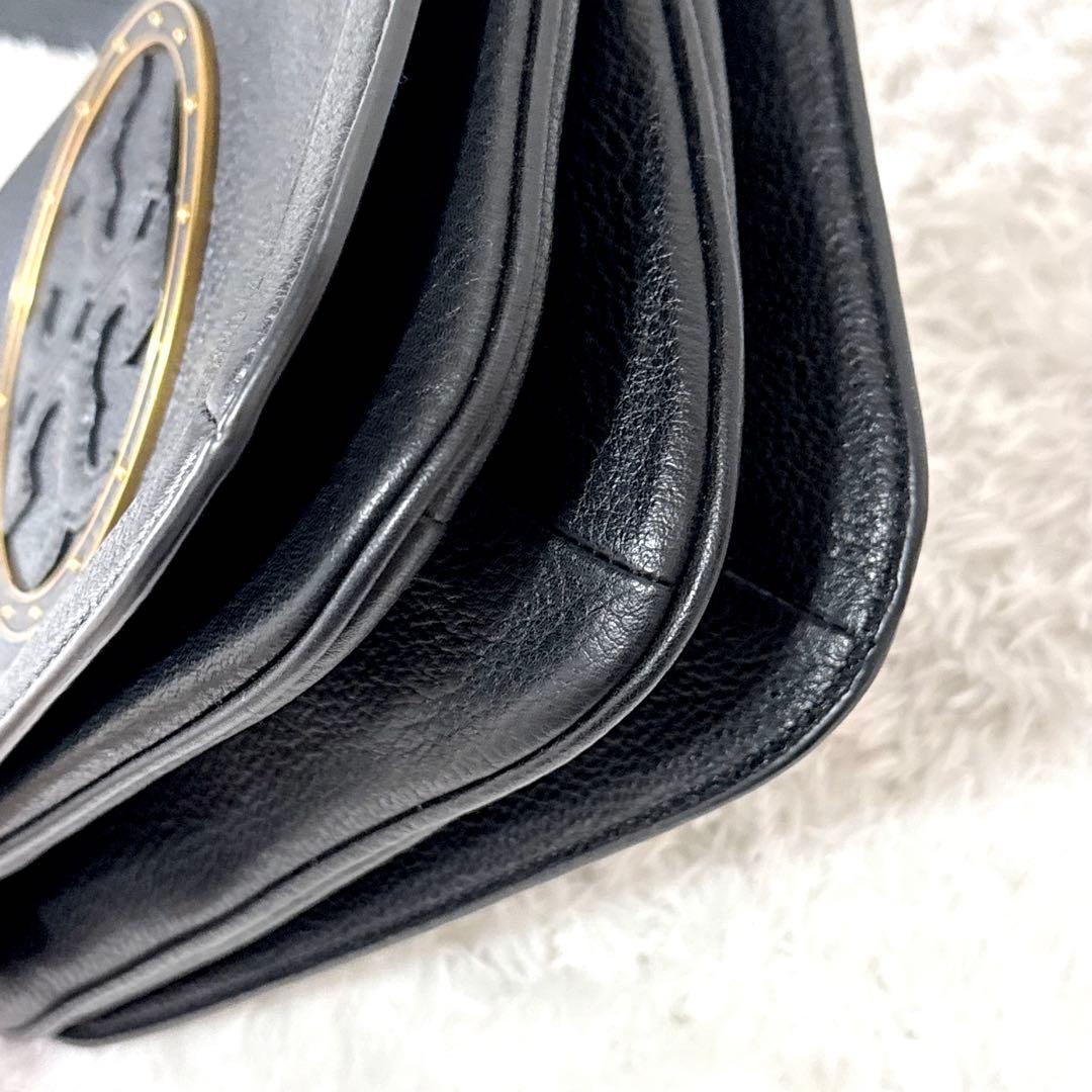 【極美品】 トリーバーチ ショルダーバッグ 2way 黒 フラップ ビックロゴ