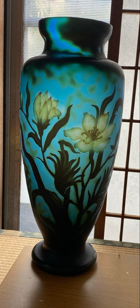 エミール・ガレ風 花模様 アール・ヌーヴォー調 花瓶 フラワーベース51センチ