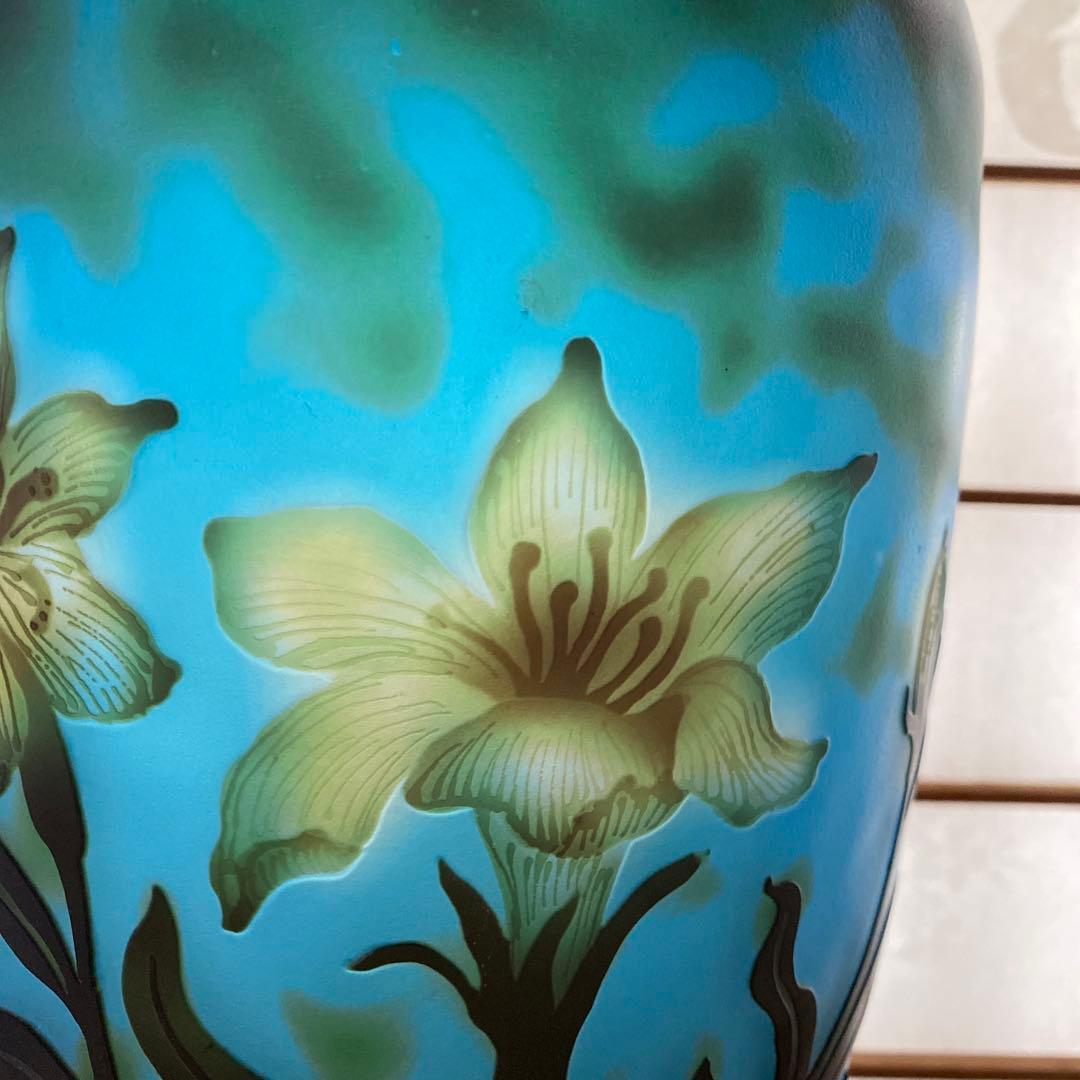 エミール・ガレ風 花模様 アール・ヌーヴォー調 花瓶 フラワーベース51センチ
