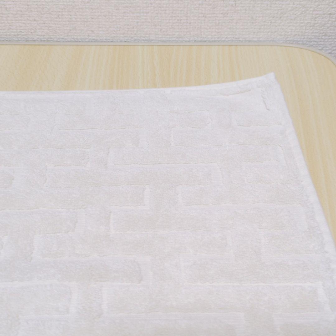 HERMES 美品 大判 ハンドタオル フェイスタオル ホワイト ステアーズ