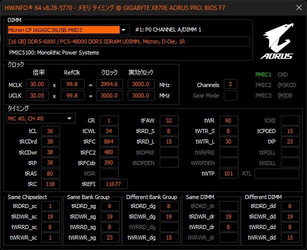 メモリー Crucial Pro DDR5-6000 32GB C36 OC