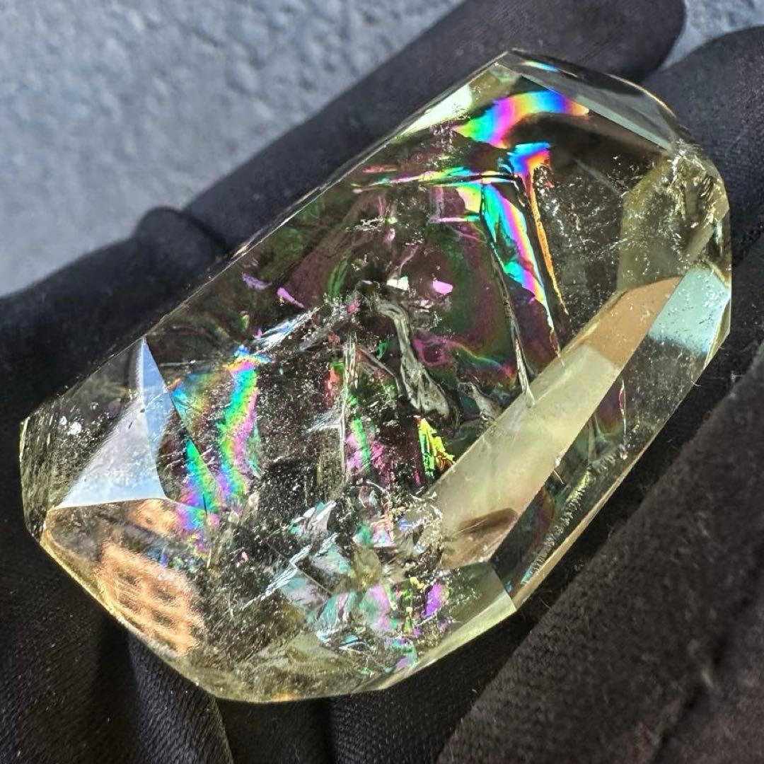 虹☆アイリスクォーツ シトリン フリーフォーム☆ブルーエンジェルラダーA1142