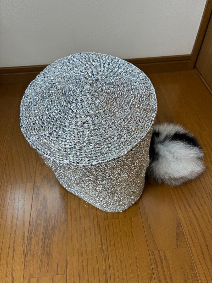 meong blue かごバッグ　ファーつき