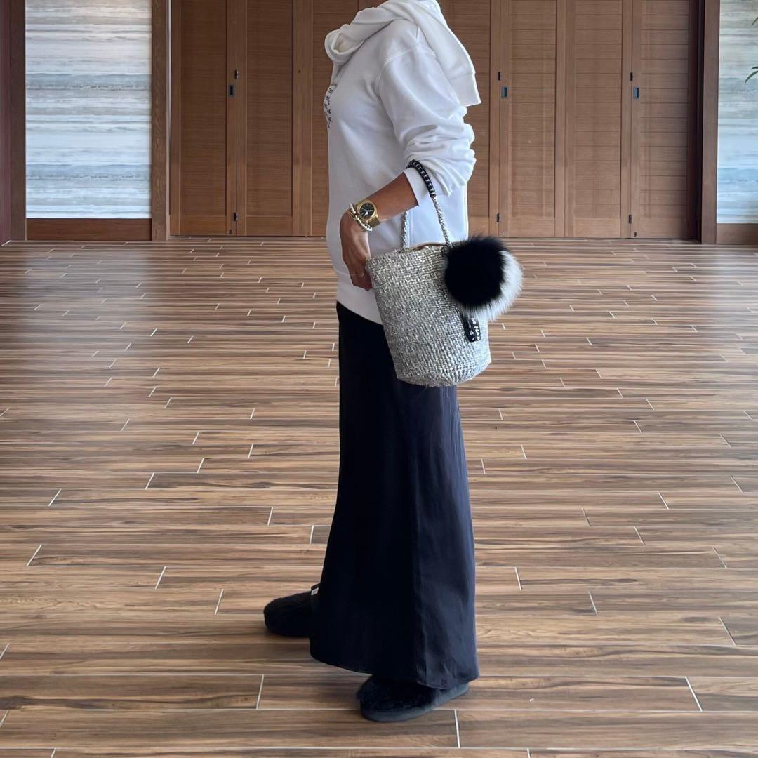 meong blue かごバッグ　ファーつき