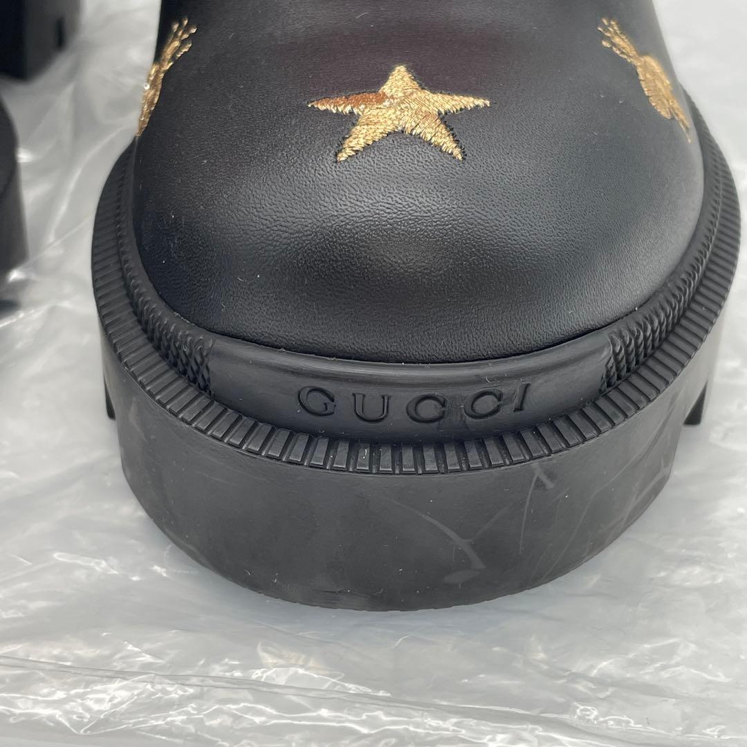 【M52】美品　GUCCI グッチ　コンバットブーツ　ハチ　スター　レザー