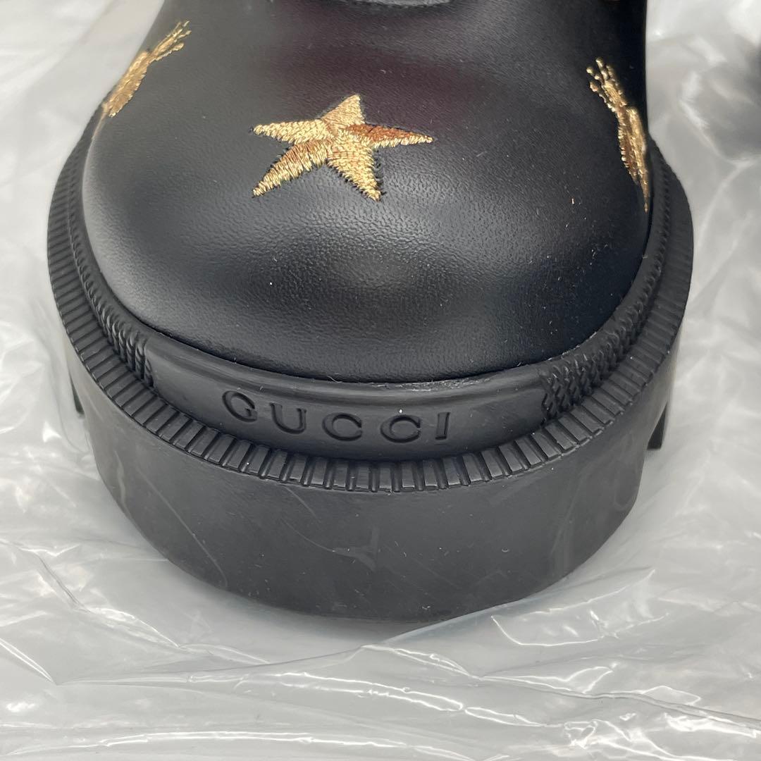 【M52】美品　GUCCI グッチ　コンバットブーツ　ハチ　スター　レザー