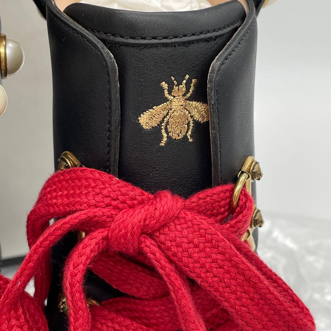 【M52】美品　GUCCI グッチ　コンバットブーツ　ハチ　スター　レザー