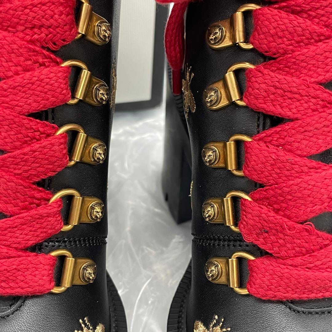 【M52】美品　GUCCI グッチ　コンバットブーツ　ハチ　スター　レザー