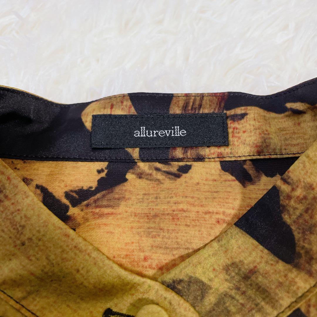 極美品　アルアバイル　モダンフラワーフロントフリルブラウス　ブラック　2