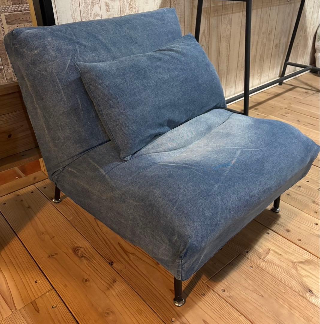 リクライニング1人掛けデニムソファ