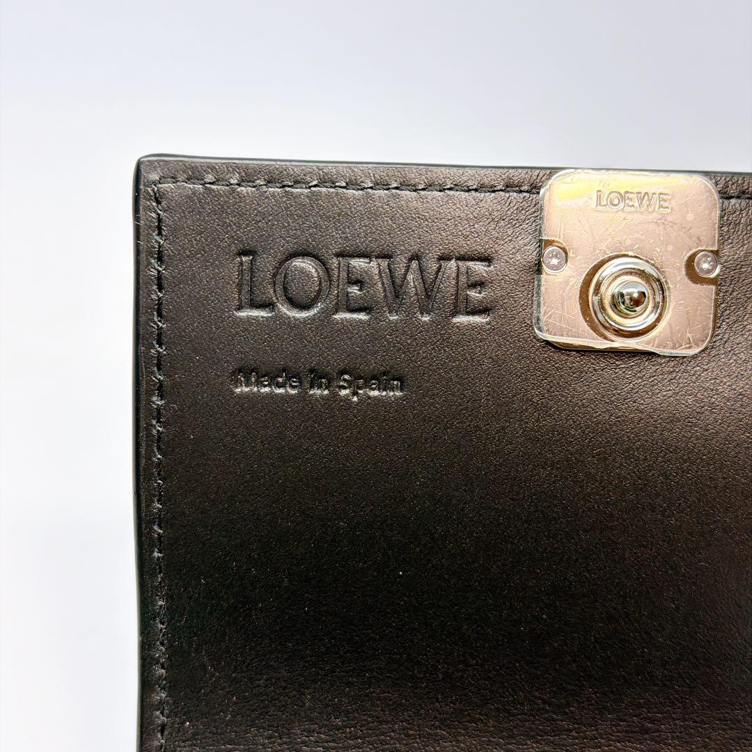 【極美品】LOEWE ロエベ アナグラム ビジネスカードホルダー シルバー