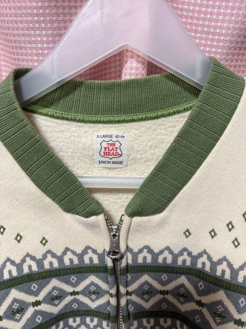 THE FLAT HEAD フラットヘッド 雪柄フルジップスウェット XL
