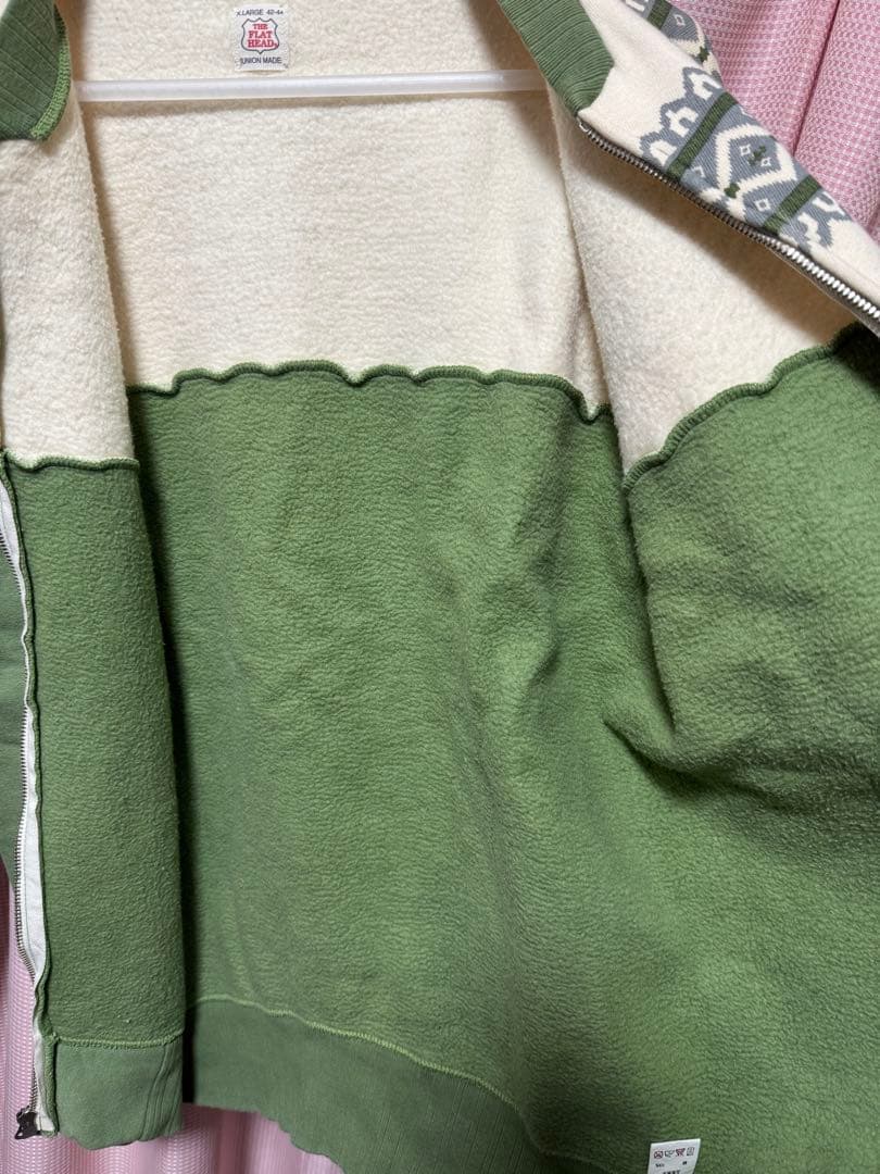 THE FLAT HEAD フラットヘッド 雪柄フルジップスウェット XL