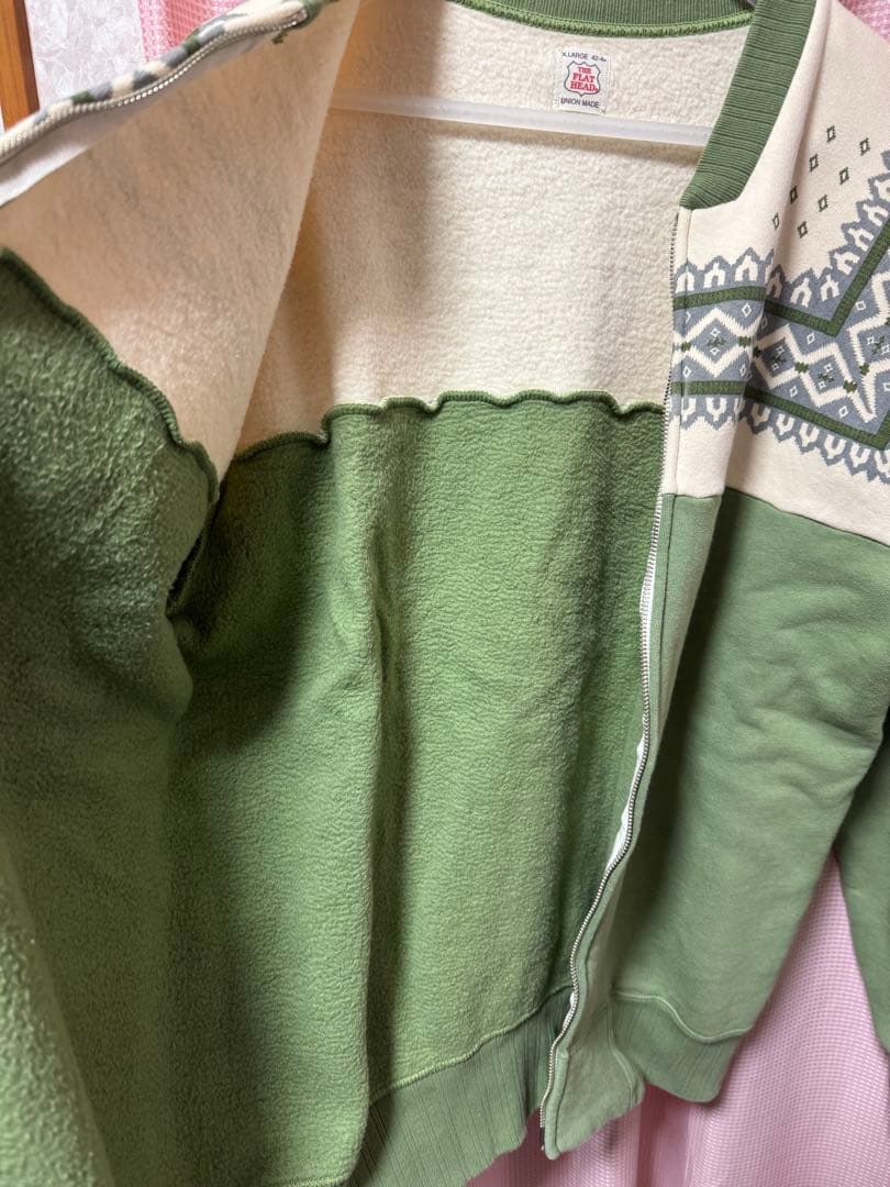 THE FLAT HEAD フラットヘッド 雪柄フルジップスウェット XL