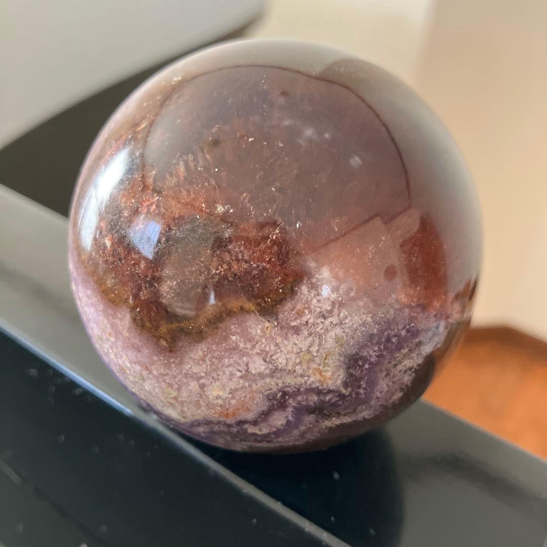 コレクションに！オーラライト23とフローライト共生　スフィア　天然石置物E177