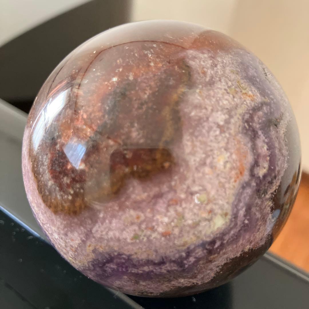 コレクションに！オーラライト23とフローライト共生　スフィア　天然石置物E177