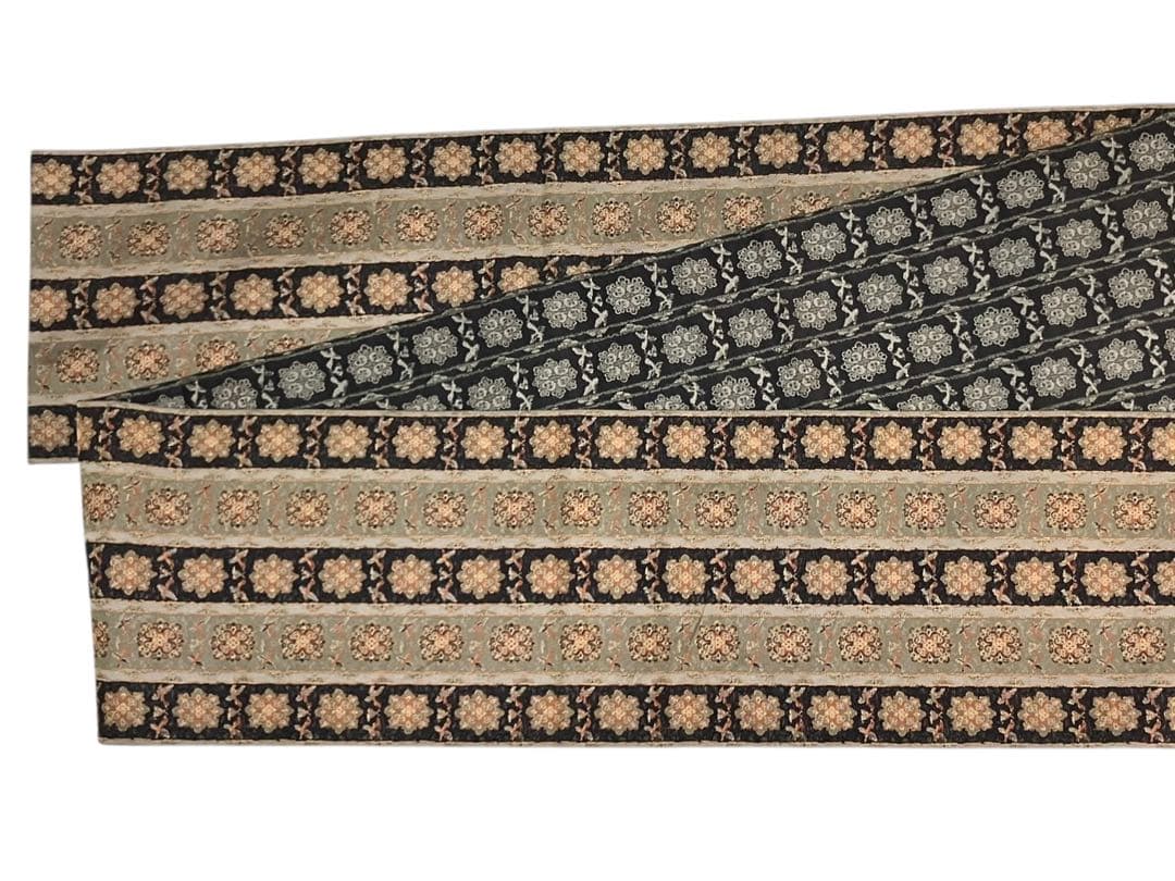 博多織 小森草木染工房 袋帯 全通柄 正絹 長斑錦華鳥紋 未使用 イ6300