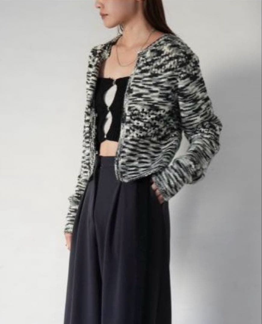 美品 quui marble knit cardigan ブラック キューイ