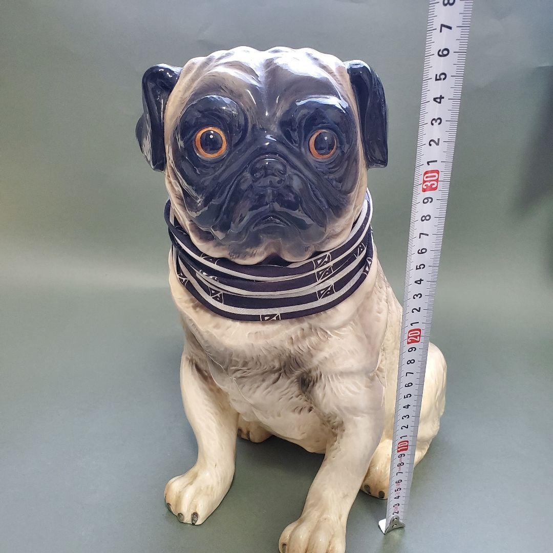 置物　動物置物　陶器　パグ　犬　オブジェ　インテリア　玄関用品　用品　ガーデン