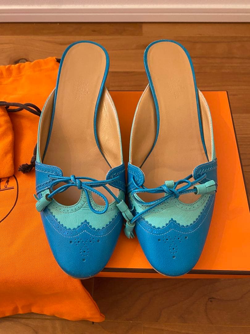 エルメス　ミュール　ターコイズ　サイズ37