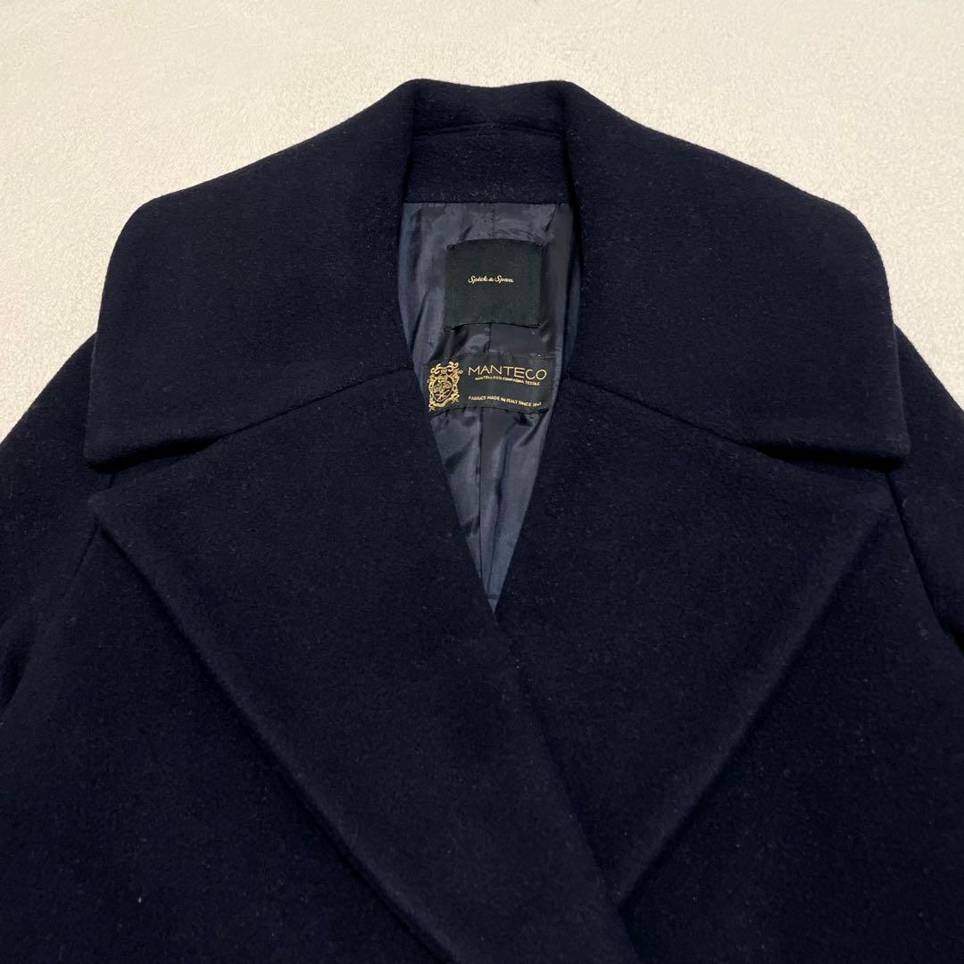 22AW スピックアンドスパン マンテココート ビッグカラー ダブルブレスト