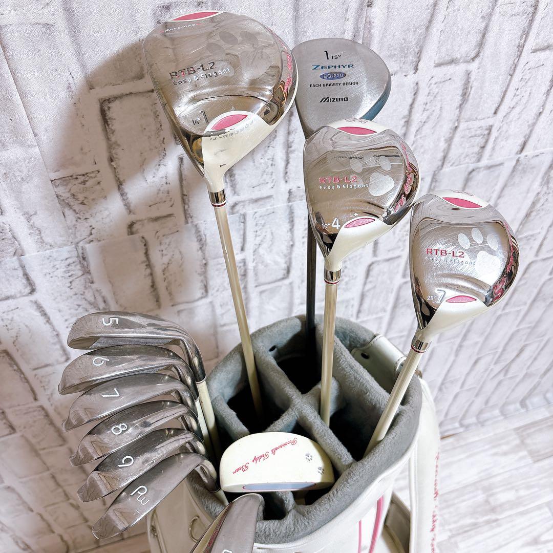 左利き ルーズベルトテディベア ゴルフクラブ レディースセット 12本 レフティ