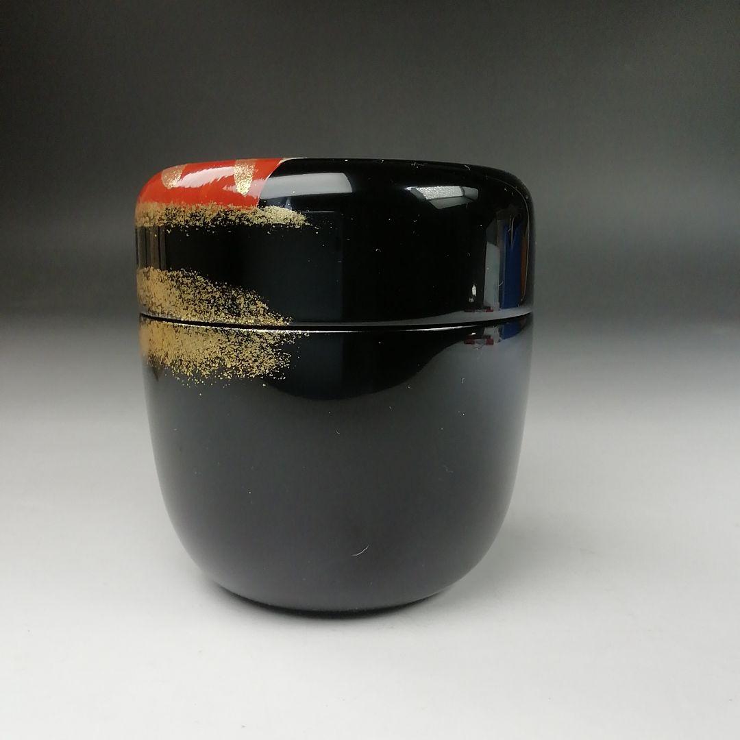 Ｔ８３２　棗　『紅富士蒔絵』『輪島塗』『中棗』『蒔絵師　黒川和禅』　共箱　茶道具