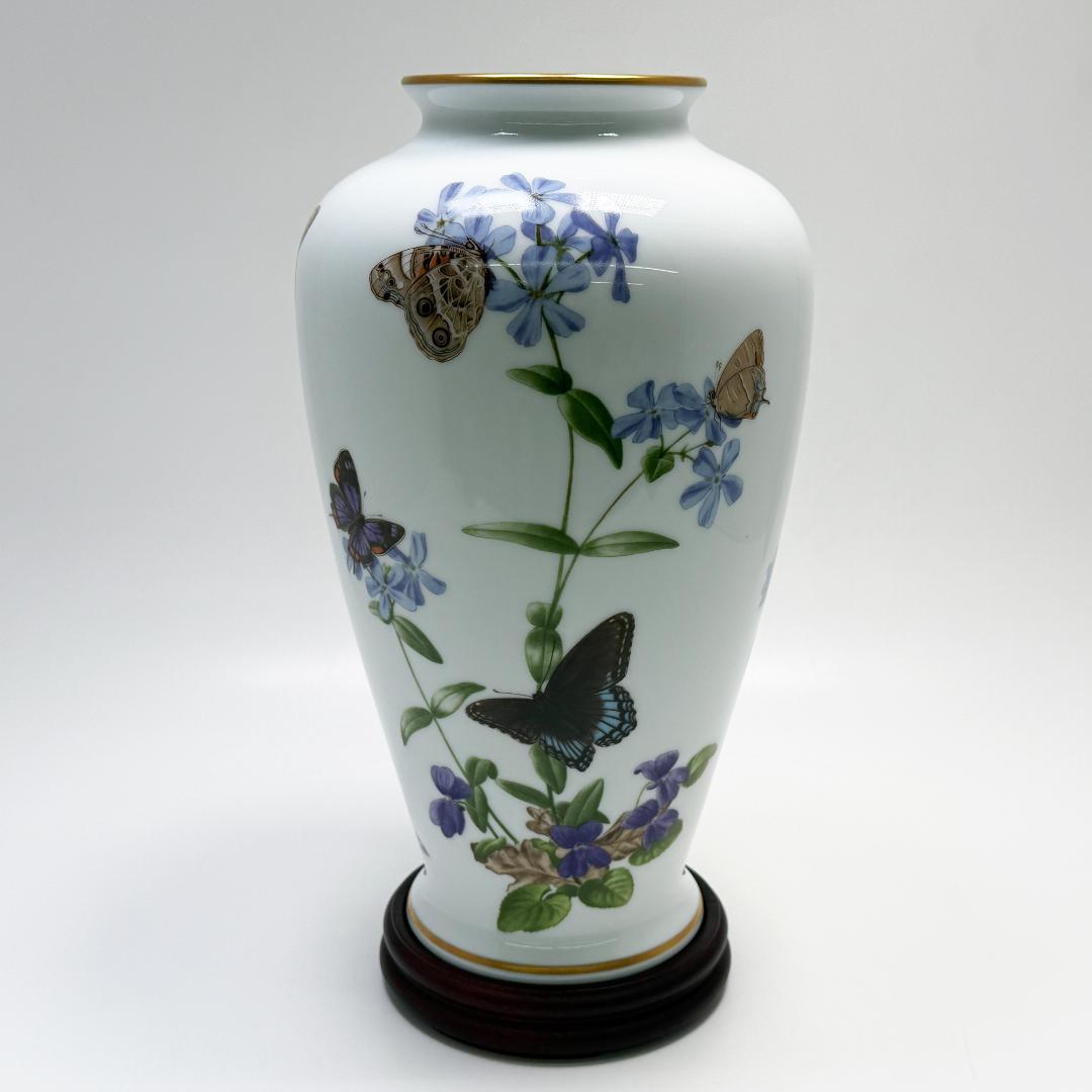 美品 フランクリンポーセリン 牧場の蝶 花瓶
