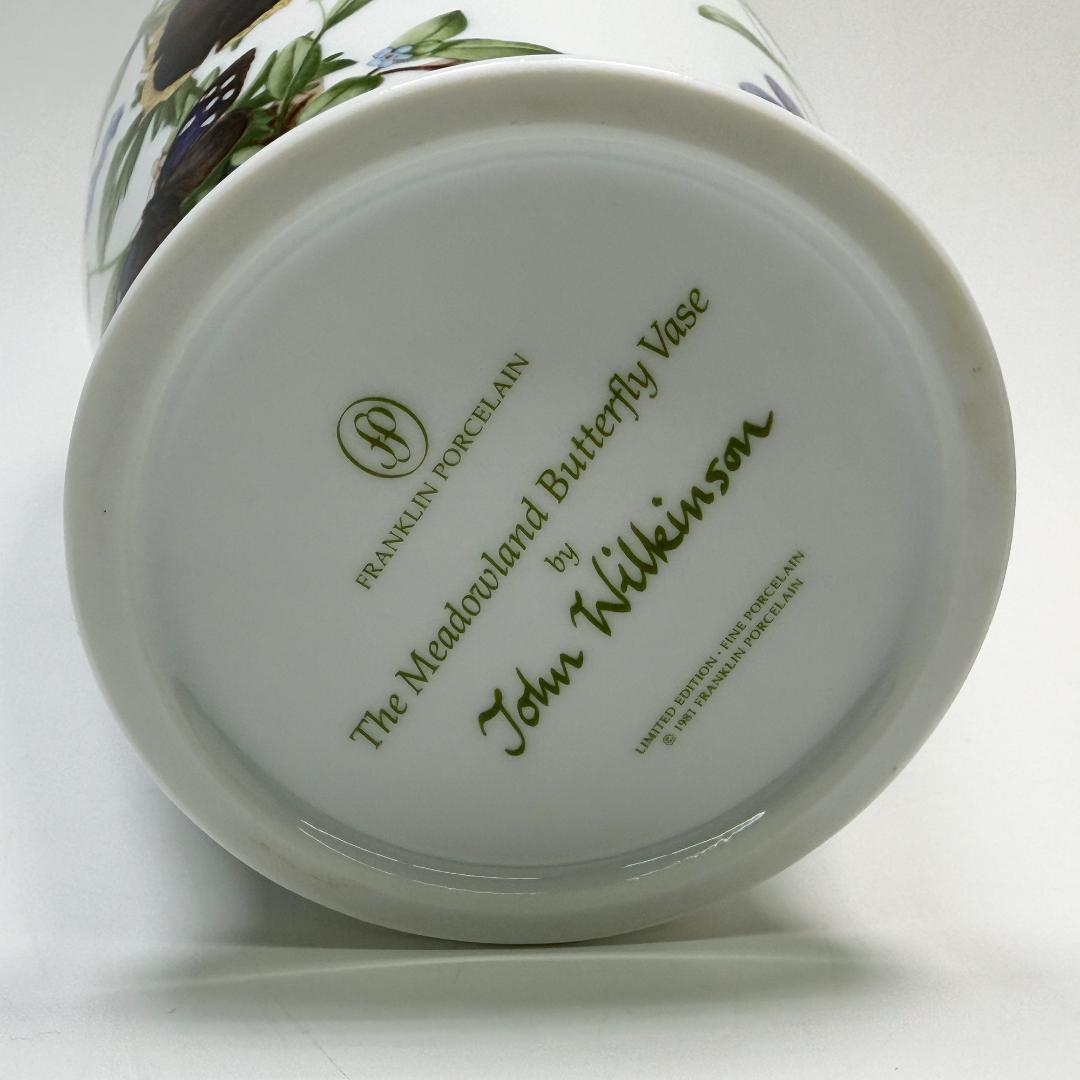 美品 フランクリンポーセリン 牧場の蝶 花瓶