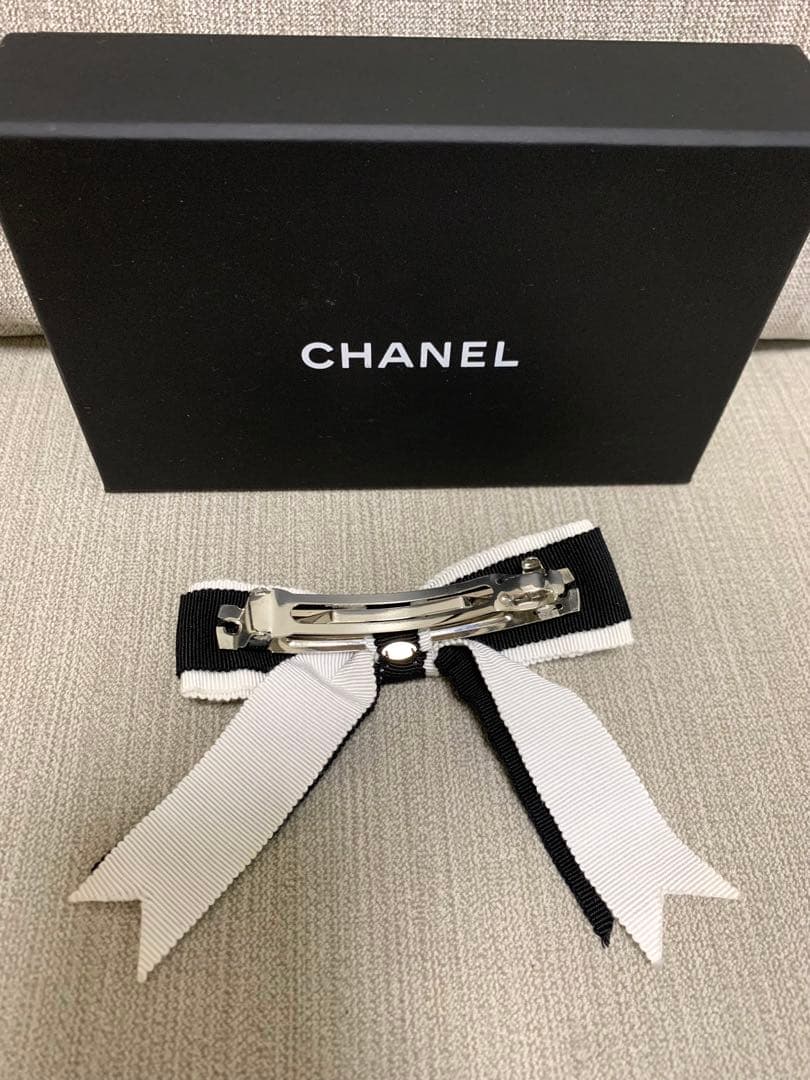 シャネル CHANEL バレッタ リボン ココマーク ファブリック 箱付