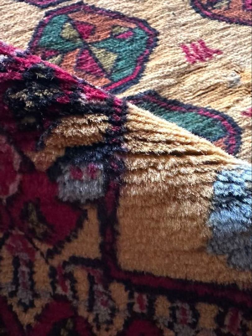 126×74 ヴィンテージラグ　手織ラグ　トライバルラグ